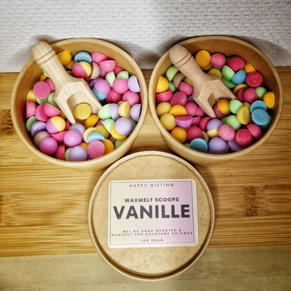 Waxmelt Scoops Vanille - Vanille geur - 100 gram 80 tot 100 uur geurverspreiding - Handgemaakt - Gemaakt van duurzame sojawas – Geurchips – Smeltkaarsjes