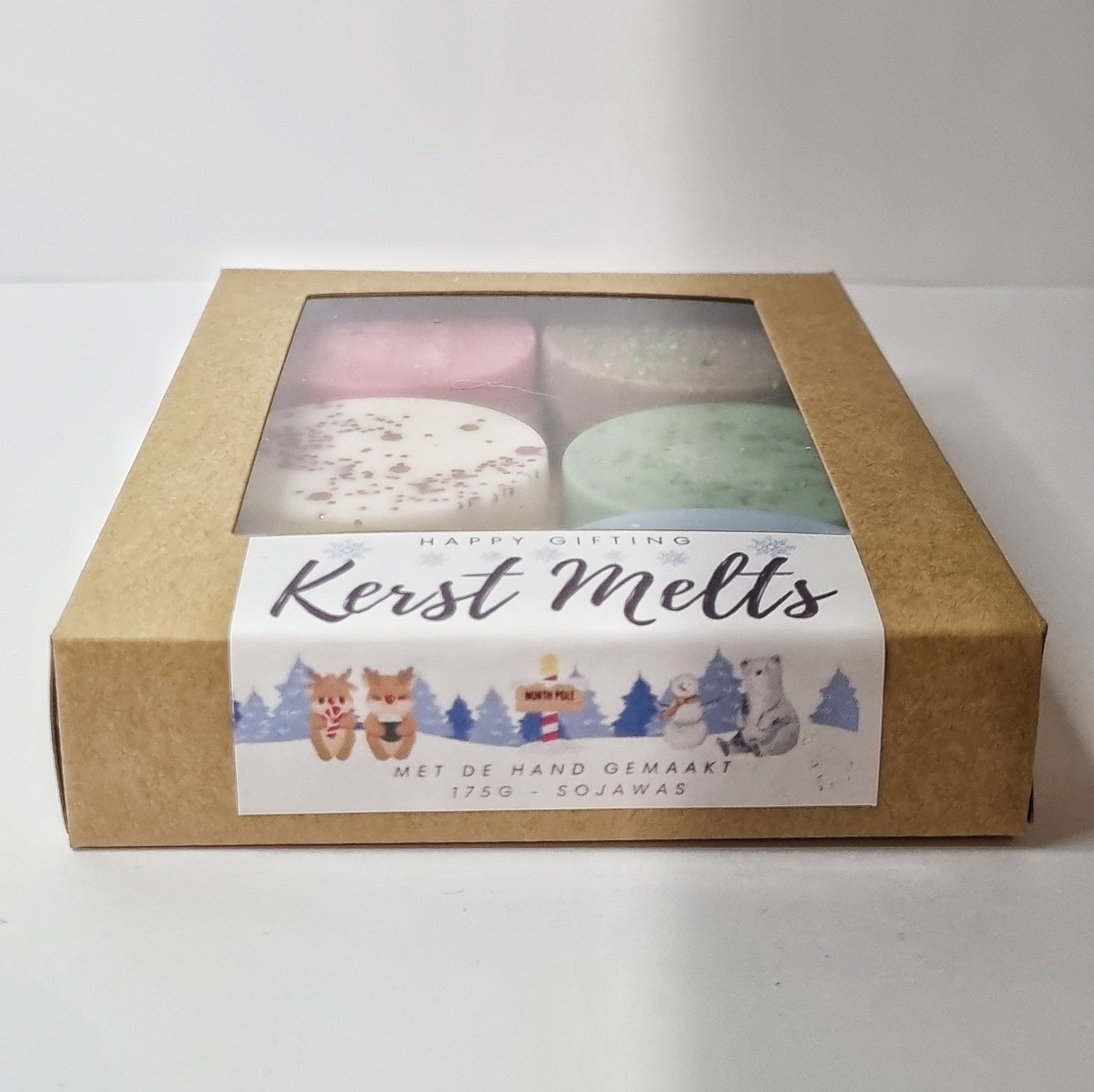 Kerst Melts 175 gram - 100 uur geurplezier - Bevat de geuren: Witte Kerst, Kerstkoekjes, Kerstboom, Kerstzuurstok, Glühwein en Kerstpudding - Geschenkverpakking