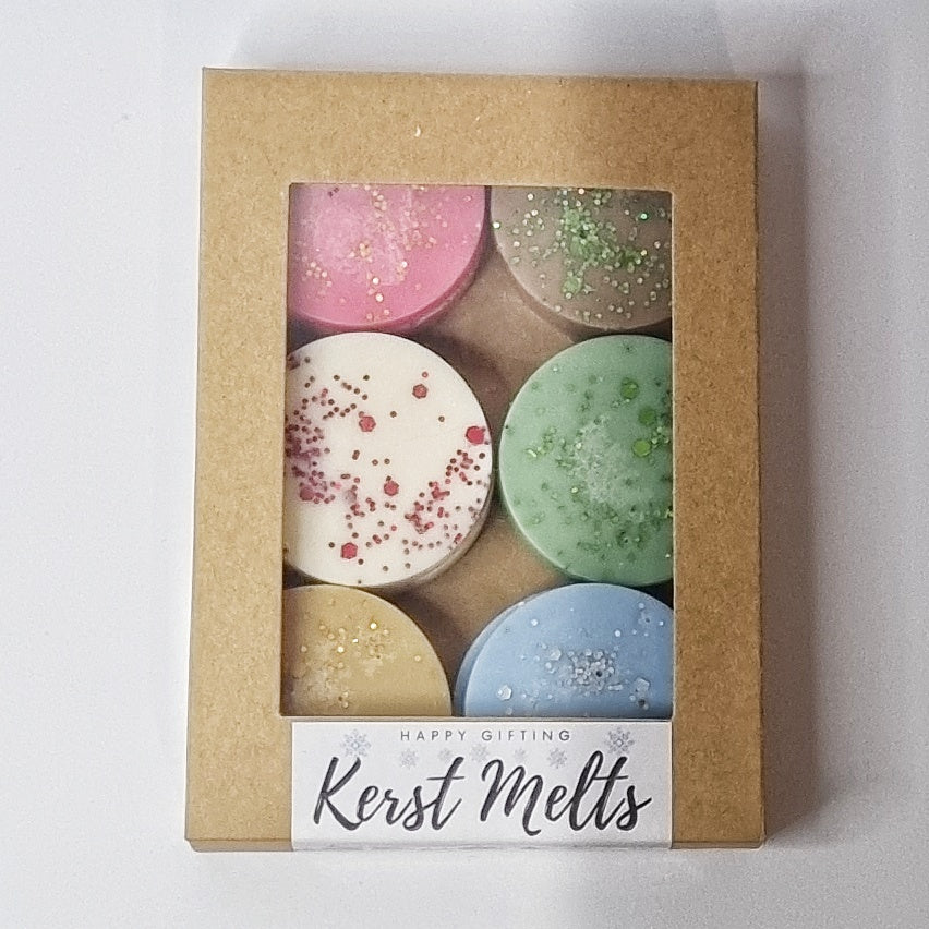 Kerst Melts 175 gram - 100 uur geurplezier - Bevat de geuren: Witte Kerst, Kerstkoekjes, Kerstboom, Kerstzuurstok, Glühwein en Kerstpudding - Geschenkverpakking