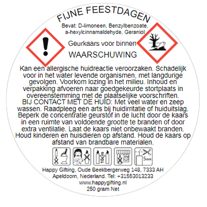 FIJNE FEESTDAGEN - Rode roos soja was geurkaars - 250 gram - 50 branduren - Kaars met tekst - Handgemaakt - Keuze uit geur en type kaarsglas - Kerst