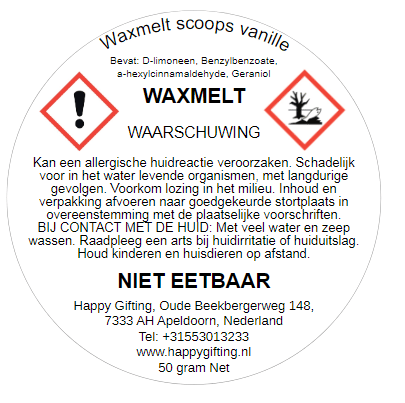 Waxmelt Scoops Vanille - Vanille geur - 100 gram 80 tot 100 uur geurverspreiding